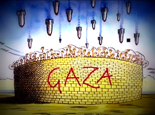Kartun Hujan Bom di kota Gaza