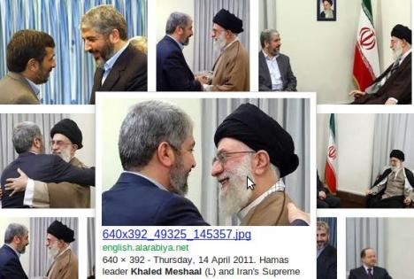 Foto Pemimpin Hamas Khaled Meshaal dan Ali Khamenei